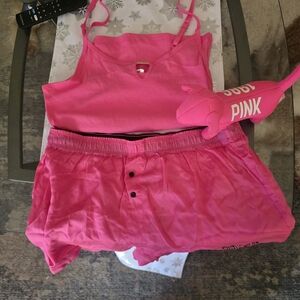 PINK Victoria's Secret Bright Pink Pajama Set